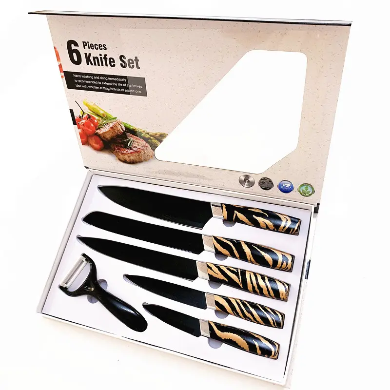 New Arrival set de cuchillos Kitchen Knives Stainless Steel Black Ceramic Peeler Non-stick Knife Set