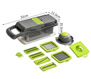 Coupe-légumes multifonctionnel 16 en 1, <span class=keywords><strong>mandoline</strong></span> manuelle avec 7 lames, hachoir à aliments, hachoir à oignons, gadget de cuisine - Product Image 3