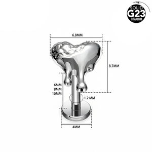 เครื่องประดับเจาะร่างกายแบบเกลียวใน รุ่น G23 ไทเทเนียม ลายหัวกะโหลกสิงโต พร้อมปีก  สำหรับเจาะริมฝีปาก หู ลิ้น และเฮลิกซ์ - Product Image 6