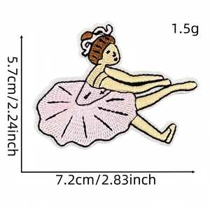Parche Termoadhesivo de Bordado Computarizado, Serie Rosa de Dibujos Animados, Arte de Danza, Bailarina, Decoración para Prendas - Product Image 4