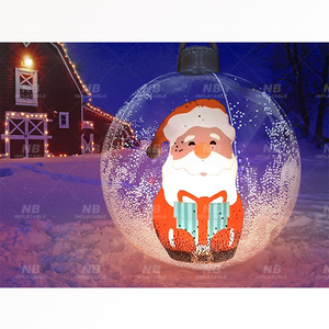 Boule gonflable de Noël lumineuse avec LED, décorations gonflables en PVC, ornements d'extérieur pour Noël 20240629, décoration de Noël gonflable - Product Image 1