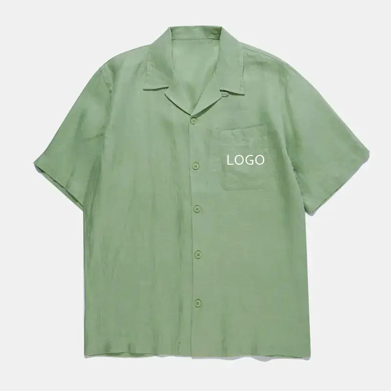 Hemp men clothes woven pure hemp men's shirt summer Lightweight custom logo short sleeve t shirt