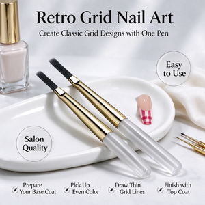 Penna per nail art a scacchi <span class=keywords><strong>con</strong></span> punta estraibile - Punta sottile per uso professionale in salone - Strumento per pittura unghie - Product Image 1