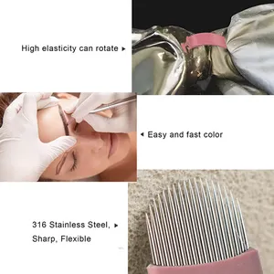 Pink Private Label Disposable Microblading Blades U21 Eyebrow Tattoo Nano 0.15 Mm Permanent Makeup Needles For Master Using