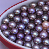 Vente en gros de perles d'eau douce Zhuji de 9 à 10mm perles rondes en perles naturelles perles simples roses et violettes