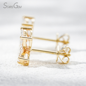 Pendientes de Diamantes de Laboratorio de Oro de 10K, Corte Pera y Marquesa, Diamantes Cultivados en Laboratorio con Certificado IGI, Pendientes de Diamantes de Oro Blanco y Amarillo con Diseño de Flor - Product Image 2