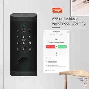 Serrure de porte intelligente Tuya Wi-Fi américaine, nouvelle conception, étanche, pour hôtel, avec bouton, interphone vidéo et accès par carte-clé, pour portes cylindriques en bois - Product Image 4