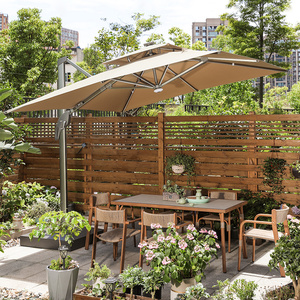 Ensemble table et chaises de jardin d'extérieur, structure en bois, résistant aux intempéries, pour patio, balcon, terrasse - Product Image 3
