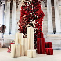 Support de présentation de gâteaux cylindriques pliables en papier kraft, décorations de colonnes romaines pour les fêtes, les mariages, les anniversaires