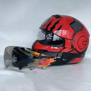 Samurai nero scorpione guerriero indiano combinazione di mentine rimovibili casco integrale casco moto vintage - Product Image 1