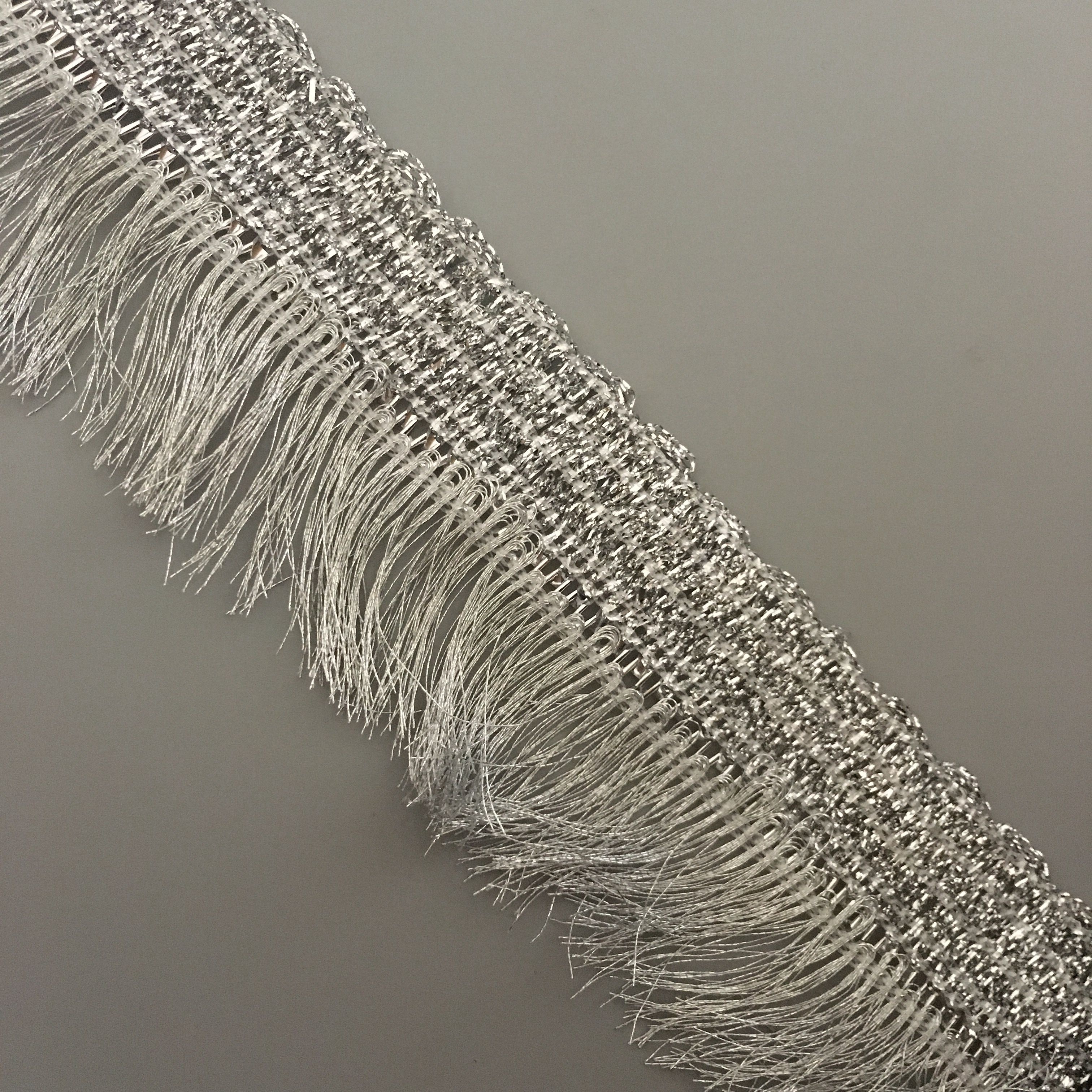 Блестящие Изящные серебряные бахромы с люрексом с украшением