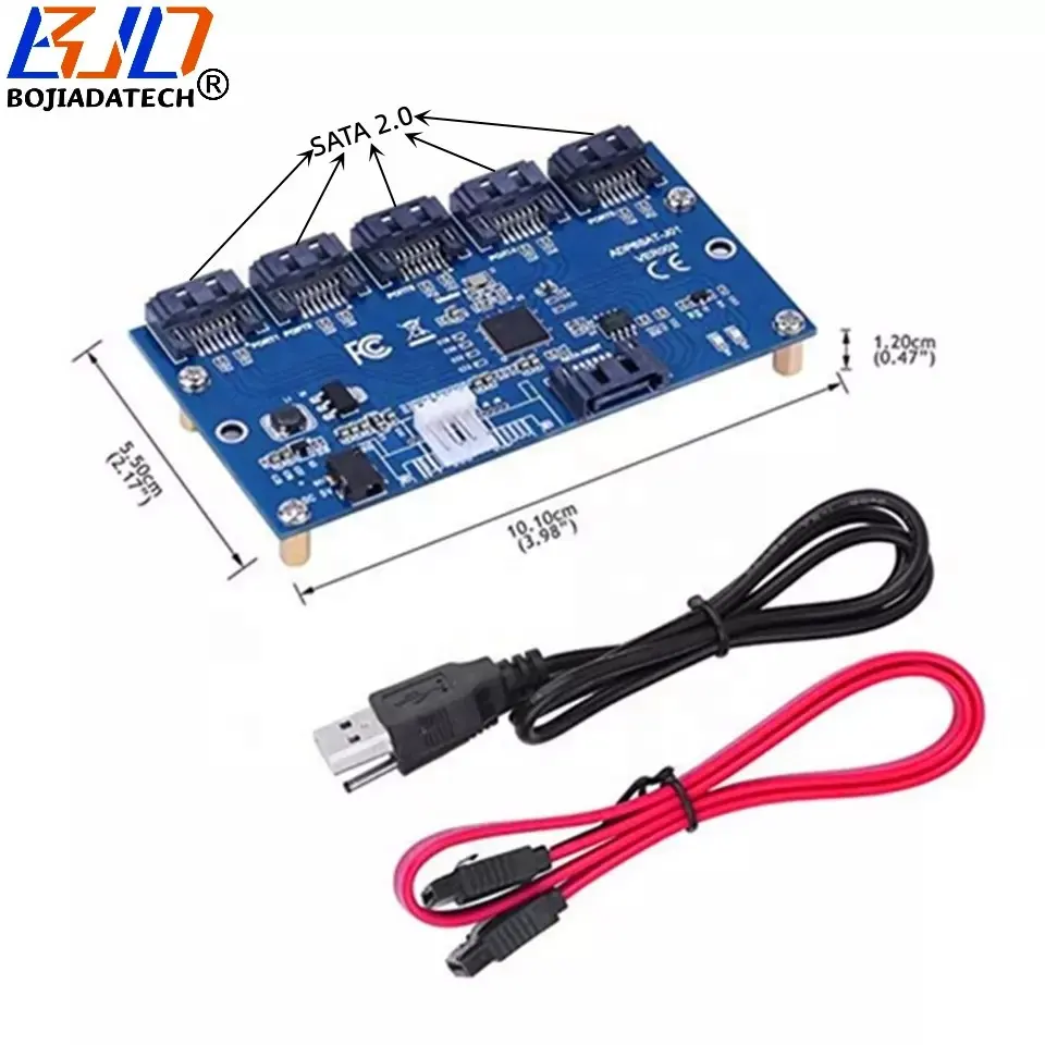 5 Port 7Pin SATA 3.0 Hub Ekspansi Kartu 1 Sampai 5 Port 7-Pin SATA III Port Multiplier Keras disk Riser Kartu dan Mainboard