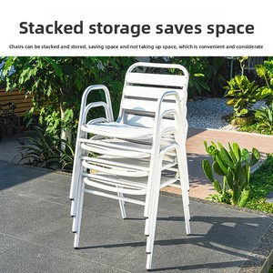 Ensemble table et chaises en alliage d'aluminium de style nordique minimaliste pour cafés, patios, jardins, terrasses ; résistant aux intempéries, personnalisable - Product Image 3