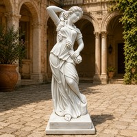 Statue de femme en marbre sur mesure grandeur nature avec sculpture de fruits - Exquise jeune femme grecque classique pour la décoration de manoir
