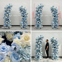 Elegante Conjunto de Pilares de Flores Artificiales en Azul Niebla y Blanco, Decoración Floral para Entrada de Boda, Adorno para Escenario de Fiesta