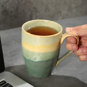 Copo de cerâmica para chá e café, caneca de cerâmica personalizada com esmalte reativo chique para uso doméstico