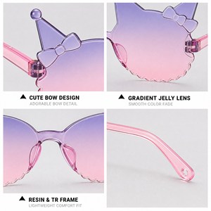 Colorful Kids <b>Sunglasses</b> Cute Bow Design <b>Gradient</b> Translucent Shades for Children Party Gifts - Product Image 2
