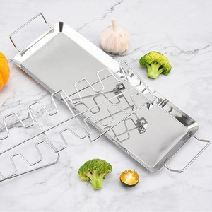 Soporte Ajustable para Asar Pollo 304 Acero Inoxidable Expandible 14 Ranuras Acero Inoxidable Rack Vertical Grill Tower - Product Image 1