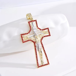 투톤 예수 십자가 십자가 펜던트 목걸이 가톨릭 종교 액세서리 - Product Image 3