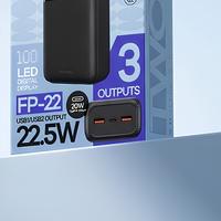 Batterie externe REMAX 30000mAh, charge rapide 22.5W, chargeur portable, 3 sorties, affichage numérique LED pour les voyages