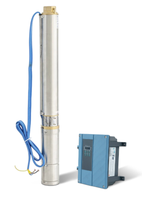 Pompe submersible solaire AC/DC multi-étages à haut débit de 4 pouces, débit de 13 m³/h, impulsionneur en plastique pour l'irrigation de grandes surfaces et l'irrigation goutte à goutte