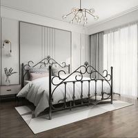 Ensemble de chambre double, lit en fer de style européen, minimaliste, moderne, artistique, 1,5 / 1,8 / 2,0 m, mobilier de maison en métal, emballage carton