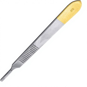 10 Estériles # 15 Cuchillas Quirúrgicas # 3 Bisturís Manuales con Certificación CE, Mango Ergonómico Dorado, Instrumentos Médicos, Dentales y Quirúrgicos - Product Image 4