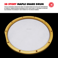 Tambourin professionnel JBK 100% érable 14 pouces x 7,8' Son chaud Modèle Cannon1478 Origine Chine