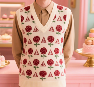 Maglioncino da donna autunno antirughe geometrico con gilet corto Argyle - Product Image 3