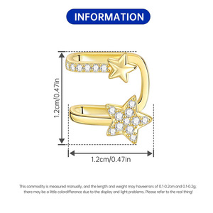 En stock, populares pendientes de clip en forma de estrella y en forma de U de latón blanco, regalo original y único para niñas. - Product Image 2