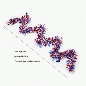 Ghirlanda di Natale con Stelle Rosse, Bianche e Blu per il Giorno dell'Indipendenza USA, Decorazioni per Soffitto e Pareti per Feste del 4 Luglio - Product Image 3
