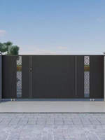 Puerta Doble Abatible de Acero Inoxidable y Aleación de Aluminio, Valla de Entrada Moderna para Patio o Villa