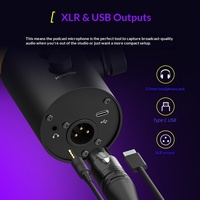 Microphone dynamique USB de bureau pour le gaming, à directivité cardioïenne, avec réduction du bruit et surveillance en temps réel pour le streaming vidéo en direct