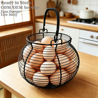 Panier à œufs rond en fil de fer tressé, design minimaliste moderne, panier de rangement pour gingembre et ail