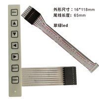 Sakelar Membran Strip Instrumen Kontrol Industri Tujuh Tombol dengan Lampu Latar Model 6052 Panel Keypad Tampilan Bahan PET/PC/FPC Kustom
