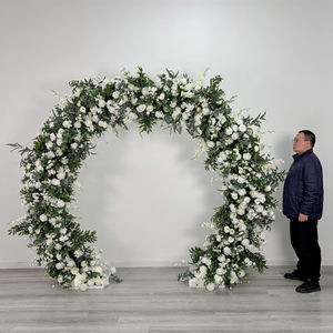 Arche de fleurs artificielles en soie blanche de luxe, faite à la main, pour la décoration de mariage, style moderne, durable, décoration de fond - Product Image 3