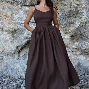 <span class=keywords><strong>Abito</strong></span> Estivo <span class=keywords><strong>da</strong></span> <span class=keywords><strong>Donna</strong></span> Enyami, Stile Bohémien Chic per Vacanze, 100% Cotone, Sexy con Scollo a V, Senza Maniche, Casual con Spalline Sottili - Product Image 3