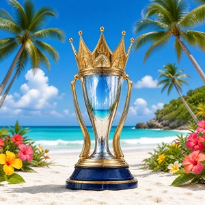 Trofeo Personalizzato Corona Reale in Oro per Cerimonie e Campionati Sportivi, Base in Pietra Blu, <span class=keywords><strong>Calice</strong></span> in Argento, Trofeo in Metallo Personalizzato - Product Image 2