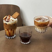 Verre à eau empilable vertical en verre cannelé épais pour café, jus, bar, hôtel