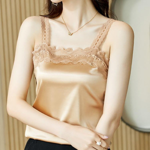 White Lace Trimmed Camisole Top With Collarbone Detailing Summer Women's Inner Outer Wear Slim Fit Backless Tank Top - Product Image 5