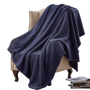 Comfort Fluffy Purple Plush Sherpa <strong>Knitted</strong> Fleece Throw <strong>Blanket</strong> - Product Image 2