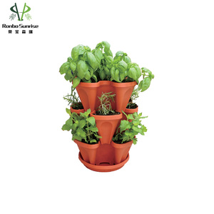 Tour à 5 niveaux empilable en plastique vertical jardinière de jardin auto-arrosage Pot de fleur plateau de roue <span class=keywords><strong>pour</strong></span> la maison légume fraise - Product Image 4