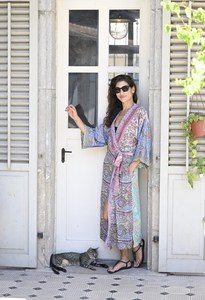 Vestido Kimono Largo de Lino con Cuello en V sin Mangas, Diseño Exclusivo, Estilo Bohemio, Algodón, Novedad 2026 - Product Image 5