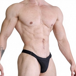 Jockstrap Gay en Coton Noir de Haute Qualité, Large Bande Élastique, <span class=keywords><strong>String</strong></span> Sexy, Sous-vêtements pour Hommes - Product Image 2