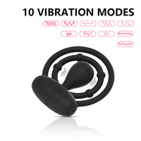 Anillo Vibrador Recargable de 10 Frecuencias con Doble Estimulación, Masajeador de Testículos de Silicona Líquida y Entrenador de Retraso Masculino, Juguete Íntimo para Hombres
