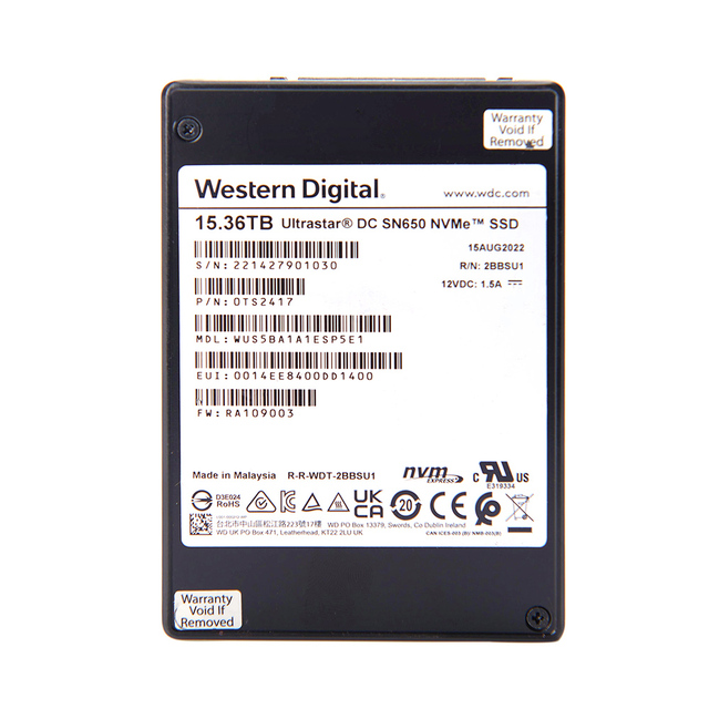 High Capacity SN650 15.36TB U.3 PCIe Gen4 NVMe SSD 2.5" Internal Solid State Drive for Data Center Server
