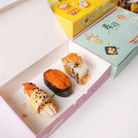 Boîte à sushi en papier assortie, ensemble imprimé, conteneur jetable pour sushi à emporter, logo personnalisé OEM, emballage alimentaire en gros
