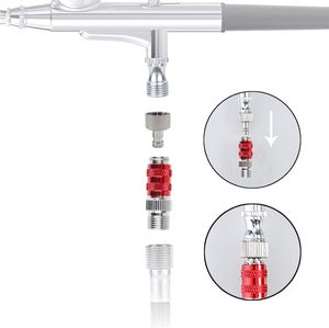 Conector Rápido de Aluminio para Aerógrafo EUSTACE, Cambio con un Toque, Conector de 1/8 de Pulgada, Color Rojo, 2 Piezas, China - Product Image 6