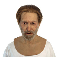 Masque intégral en silicone à texture de peau réaliste avec cheveux et barbe, visage d'homme âgé pour théâtre, cinéma, film, farce