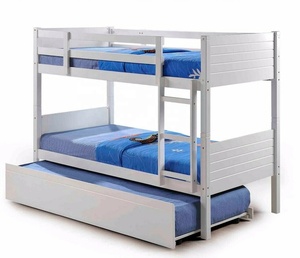 Hiện đại được thiết kế màu trắng rắn gỗ đơn đôi giường tầng với trundle underbed ngăn kéo trẻ em trẻ em tiết kiệm không gian tính năng giá - Product Image 4